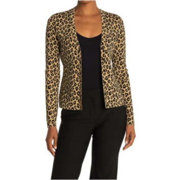 Theory Cardigan Glossed Leopard Sweater Jacket XS - Picture 3 of 13